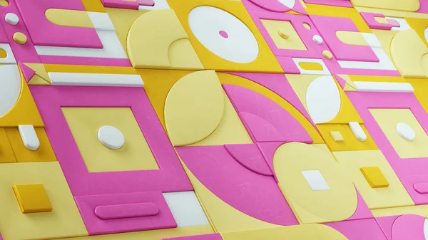 バウハウス風のシンプルな形の装飾 ピンク 白の色 アブストラクト三次元組成 背景や壁紙のデザインのテンプレート 3Dレンダリング — ストック写真