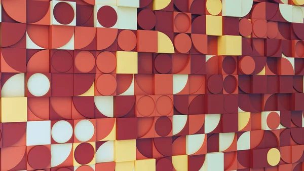 Podstawowe Kształty Geometryczne Wzór Stylu Bauhausa Czerwony Pomarańczowy Żółty Biały — Zdjęcie stockowe