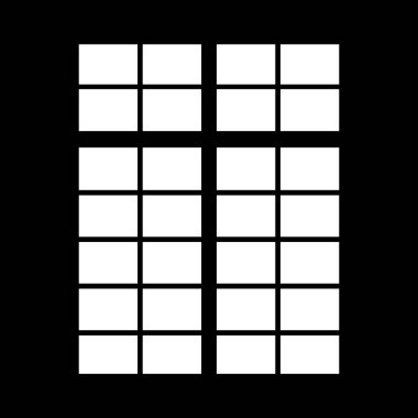 Üç boyutlu gobo maske için siyah arka planda pencere silueti. Işık ışınları oluşturmak için şekiller. Vektör şablonu