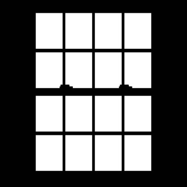 Üç boyutlu gobo maskenin silueti. Siyah zemin üzerinde ışık ışını oluşturmak için beyaz şekiller. Vektör şablonu