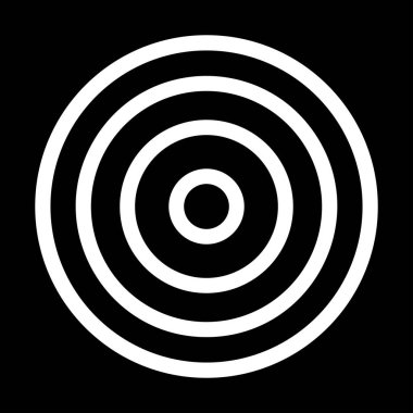 Gobo maskesi. Siyah arka planda beyaz eş merkezli daireler. Photoshop veya 3 boyutlu ışık için soyut geometrik şekiller. Vektör şablonu