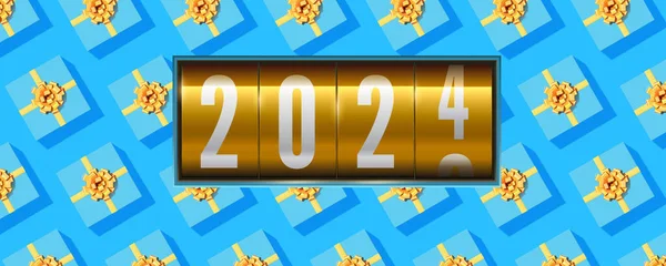 Feliz Año Nuevo 2024 Cuenta Atrás Girada Para Nuevo 2024 — Vector de stock