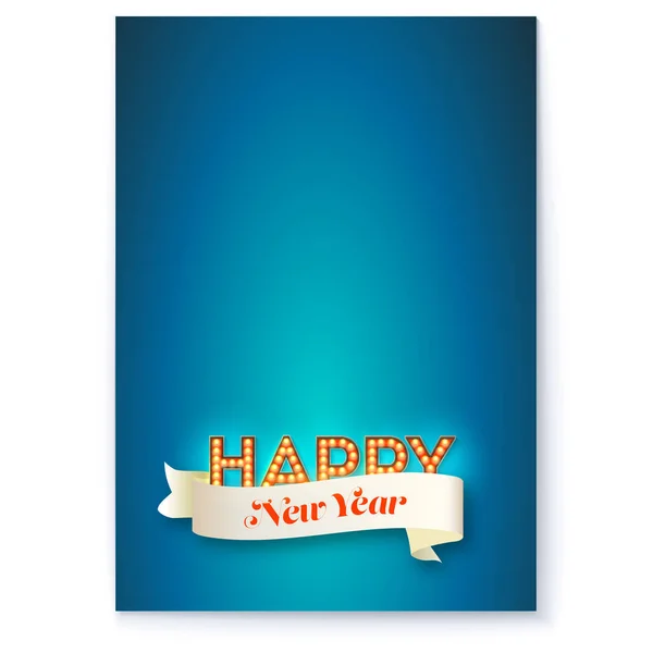 Happy New Year 2024 Minimalistic Poster Vintage Banner Text Lights — Stock Vector