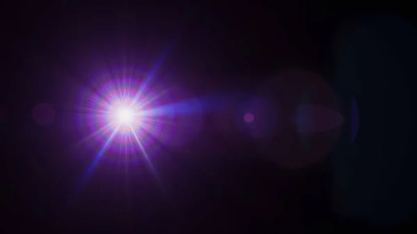 Ljus Stjärna Med Många Blå Strålar Kromatisk Avvikande Ljuseffekt Och — Stockfoto