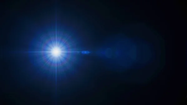 Bright Star Four White Many Blue Beams Chromatic Aberration Light — Stock Photo, Image