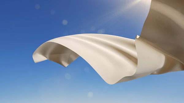 Фоне Неба Летит Кремовая Ткань Естественное Воздействие Бликов Солнца Солнце — стоковое фото