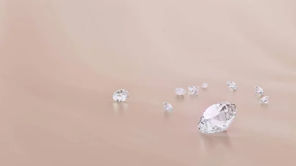 Néhány Drágakő Krémszínű Háttérrel Szelektív Mélyfókusz Absztrakt Háttér Fényes Gyémántokkal — Stock Fotó
