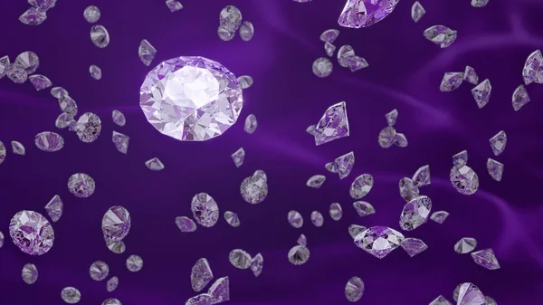 Падение Гемов Фиолетовый Задник Абстрактный Фон Использования Рекламе Блестящие Бриллианты — стоковое фото