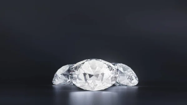 반사와 어두운 배경에 라운드 선택적인 빛나는 다이아몬드와 추상적인 렌더링 — 스톡 사진