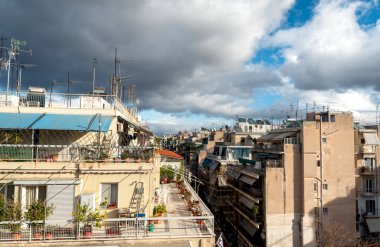 Atina 'nın modern kentinin panorama gündüz görünümü