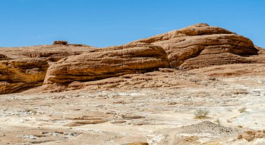 rocky mountains in the desert and blue sky with clouds in Egypt