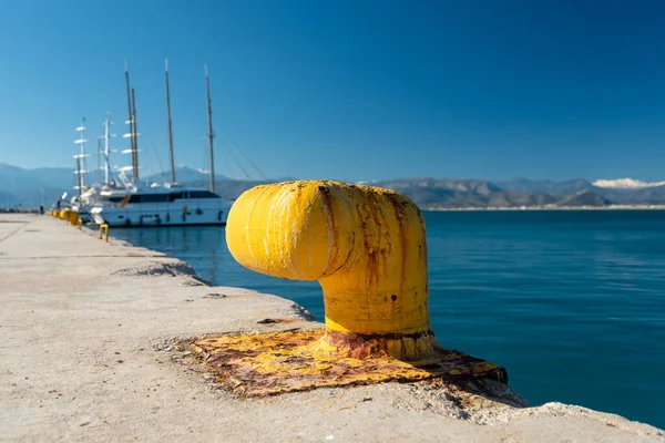 boat on the pier in the Aegean Sea in Greece without people