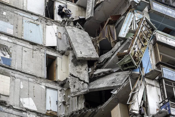 Destruyó Quemó Casas Ciudad Durante Guerra Ucrania — Foto de Stock