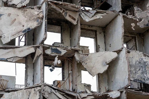 Destroyed Burned Houses City Russia Ukraine War — Stok fotoğraf