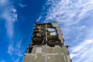 destroyed and burned houses in the city Russia Ukraine war