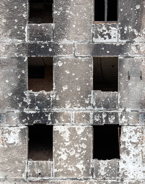 destroyed and burned houses in the city Russia Ukraine war