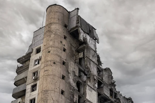Lerombolt Felgyújtott Házak Városban Háború Alatt Ukrajna — Stock Fotó