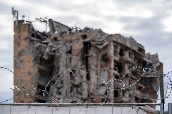 Barbed Wire Fence Sky War Ukraine Russia — 图库照片