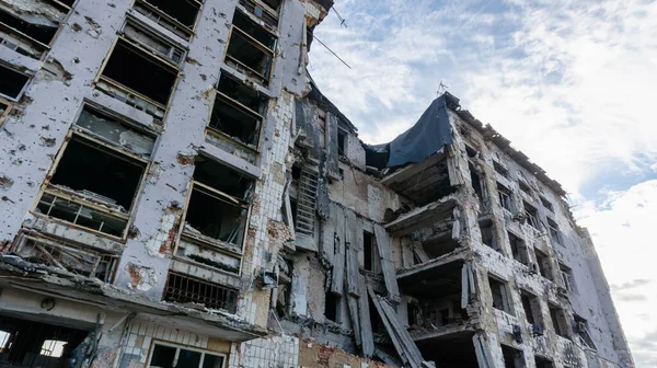 Destroyed Burned Houses City War Ukraine — Foto Stock