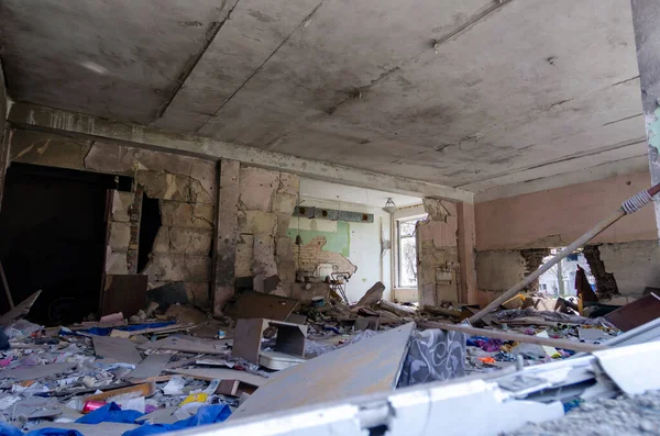 Förstörd Och Bränd Skola Staden Kriget Ukraina — Stockfoto