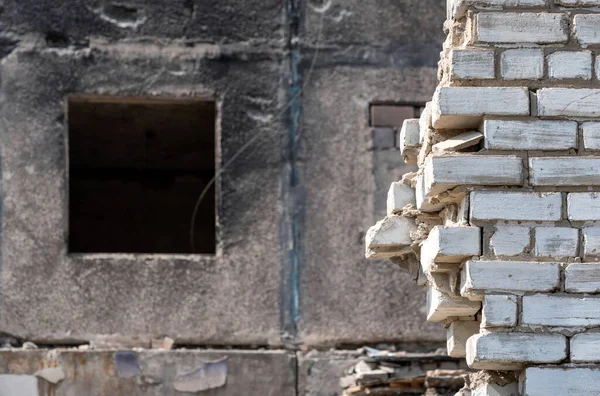 Окно Сожженного Разрушенного Дома Войны Украине — стоковое фото
