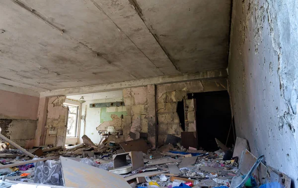 Разрушена Сожжена Школа Городе Время Войны Украине — стоковое фото