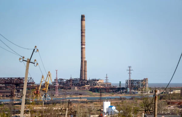 Vernietigde Gebouwen Van Werkplaats Van Azovstal Fabriek Mariupol Oorlog Oekraïne — Stockfoto