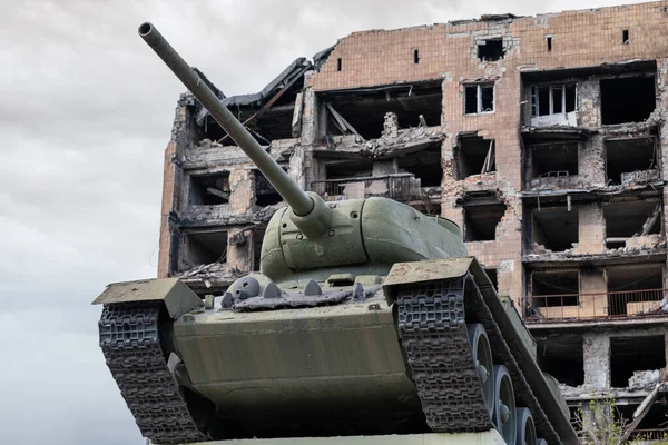 Czołg Wojskowy Ulicy Miasta Wojna Ukrainie Rosją — Zdjęcie stockowe