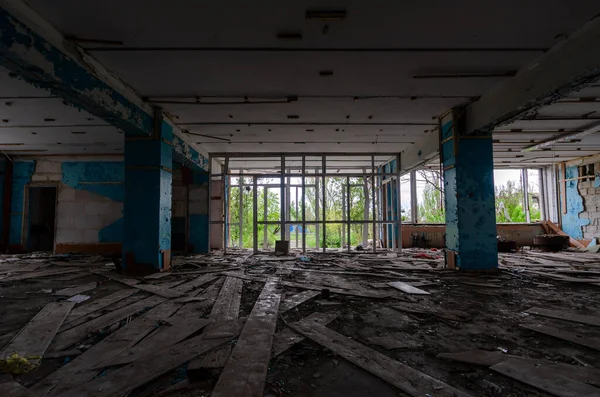 Inne Förstörd Skola Krig Ukraina — Stockfoto