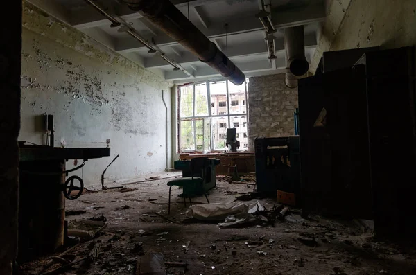 Dentro Una Escuela Destruida Guerra Ucrania — Foto de Stock