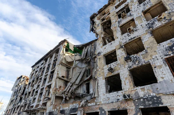Destroyed Burned Houses City War Ukraine —  Fotos de Stock