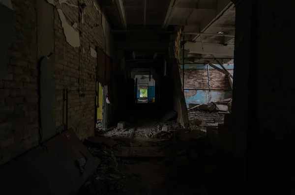 Dentro Uma Escola Destruída Guerra Ucrânia — Fotografia de Stock