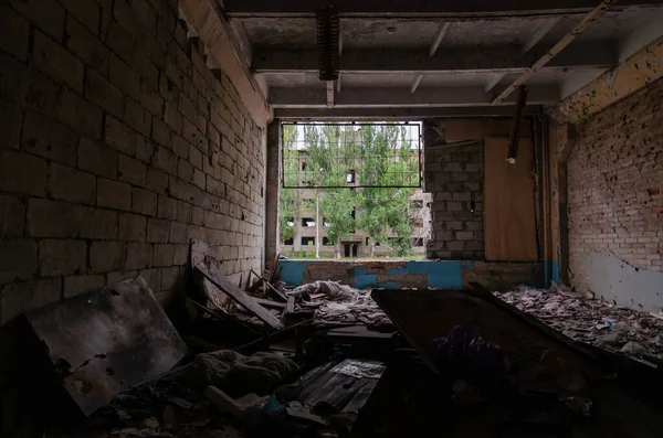 Dans Une École Détruite Guerre Ukraine — Photo