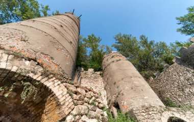 Ortaçağ 'dan kalma, ormanda insan olmayan bir kale.