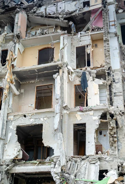 Destroyed Burned Houses City War Ukraine — Stock Photo, Image
