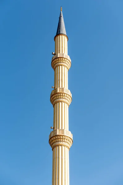 Minarete Mesquita Islâmica Tradicional Grozny Chechênia Rússia — Fotografia de Stock