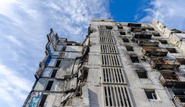destroyed and burned houses in the city Russia Ukraine war