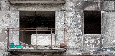 destroyed and burned houses in the city Russia Ukraine war