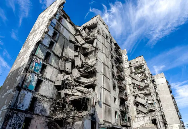 destroyed and burned houses in the city Russia Ukraine war