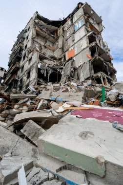 destroyed and burned houses in the city Russia Ukraine war