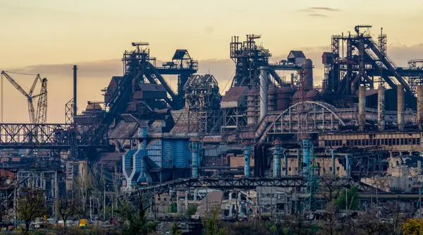Destroyed Azovstal Plant Mariupol Ukraine War Russia — Stok fotoğraf