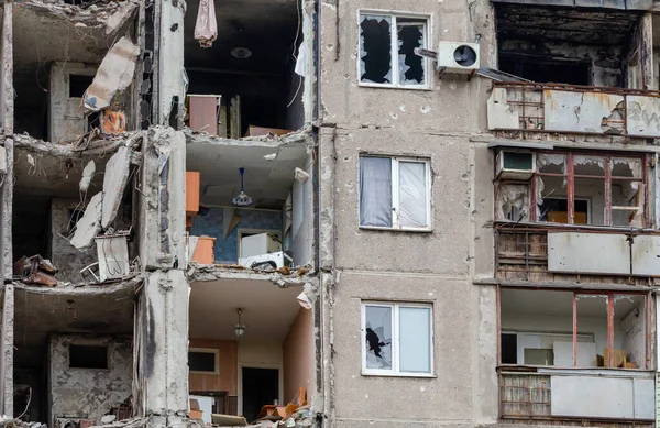 destroyed and burned houses in the city Russia Ukraine war