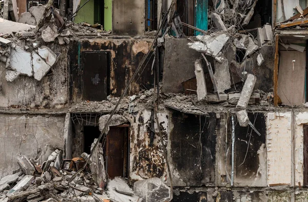 destroyed and burned houses in the city Russia Ukraine war