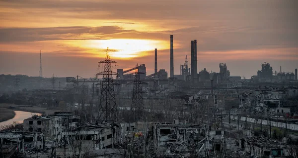 Lerombolt Épületek Műhely Azovstal Üzem Mariupol Háború Ukrajnában Oroszországgal — Stock Fotó