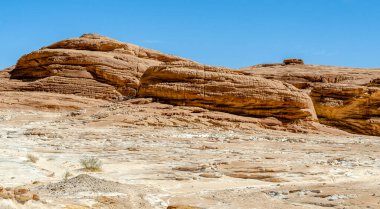 rocky mountains in the desert and blue sky with clouds in Egypt