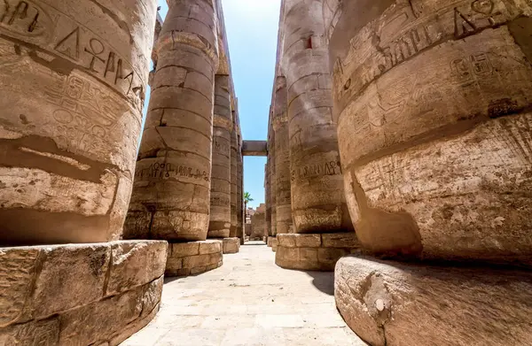 antique columns in a karnak temple in luxor in egypt
