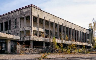old abandoned hotel in the empty city of Chernobyl without people in Ukraine