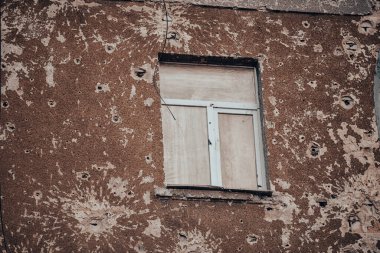 destroyed and burned houses in the city Russia Ukraine war