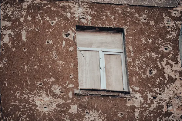 destroyed and burned houses in the city Russia Ukraine war