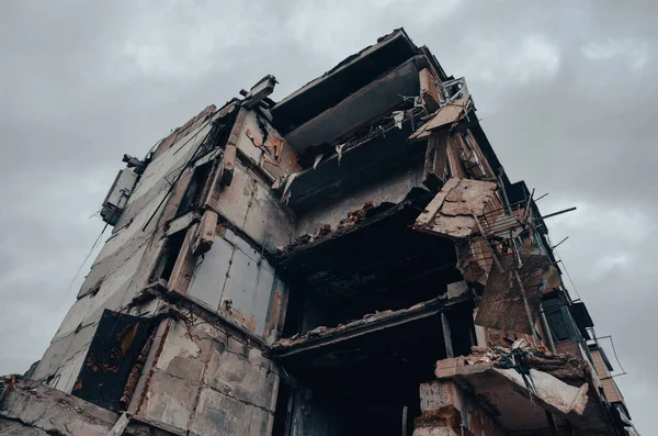 Destroyed Burned Houses City Russia Ukraine War Imagens De Bancos De Imagens